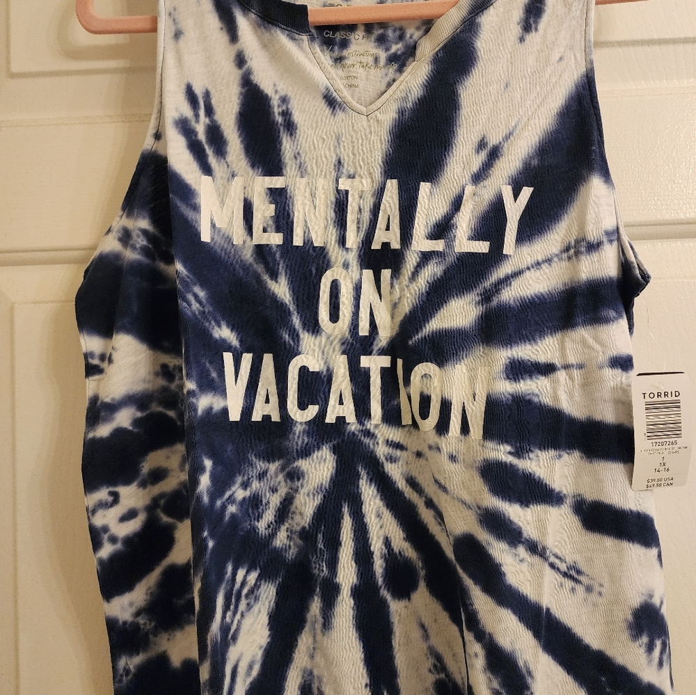 Torrid Classic Fit Blue Tie Dye Tank Top
